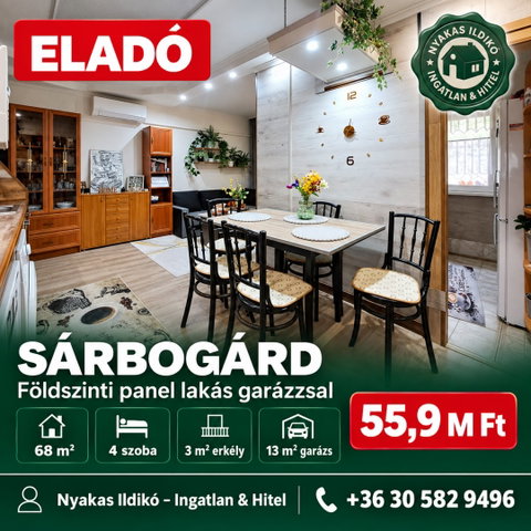 Eladó panellakás, Sárbogárdon 55.9 M Ft, 1+3 szobás