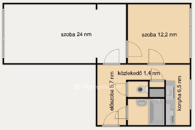 Eladó panellakás, Tatabányán 39 M Ft, 2 szobás