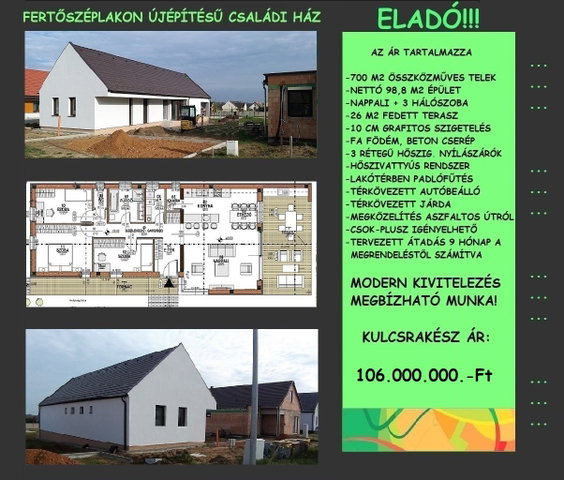 Eladó családi ház, Fertőszéplakon 106 M Ft, 4 szobás