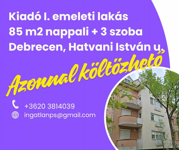 Kiadó téglalakás, albérlet, Debrecenben, Hatvani István utcában