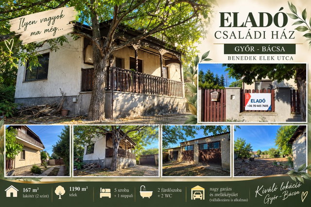 Eladó családi ház, Győrött 90 M Ft, 6 szobás