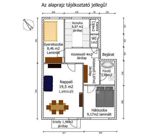 Eladó téglalakás, Győrött 64.5 M Ft, 1+2 szobás