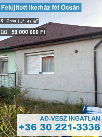 Eladó ikerház, Ócsán 59 M Ft, 2 szobás / költözzbe.hu