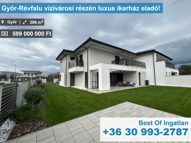 Eladó ikerház, Győrött 599 M Ft, 5 szobás