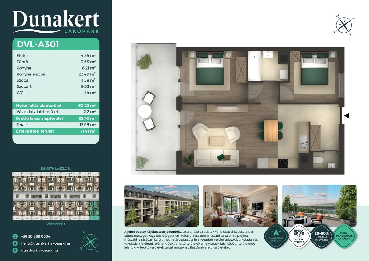 Lakás · 3 hálószoba · 60 m² · 90.990.000 Ft