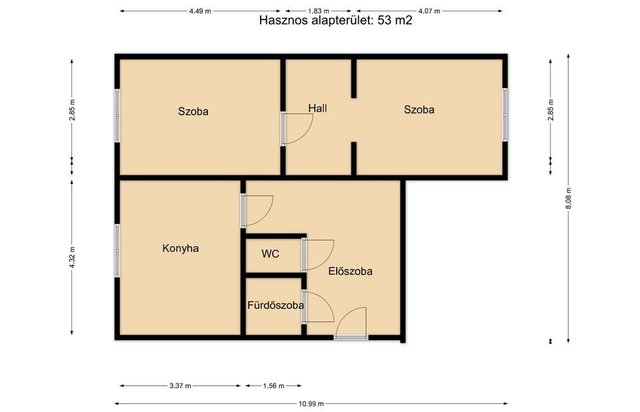 Eladó panellakás, Komáromban 41.9 M Ft, 2+1 szobás