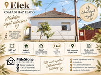 Eladó családi ház, Eleken 10.99 M Ft, 3 szobás