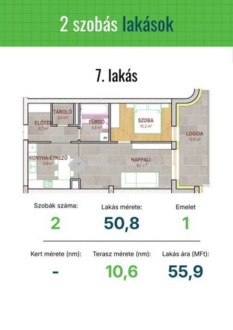 Eladó téglalakás, Tatabányán, Réti utcában 55.9 M Ft
