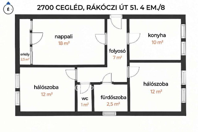 Eladó téglalakás, Cegléden 46.9 M Ft, 3 szobás