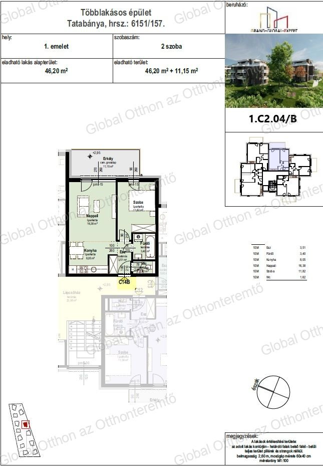 Lakás · 2 hálószoba · 46 m² · 55.988.791 Ft