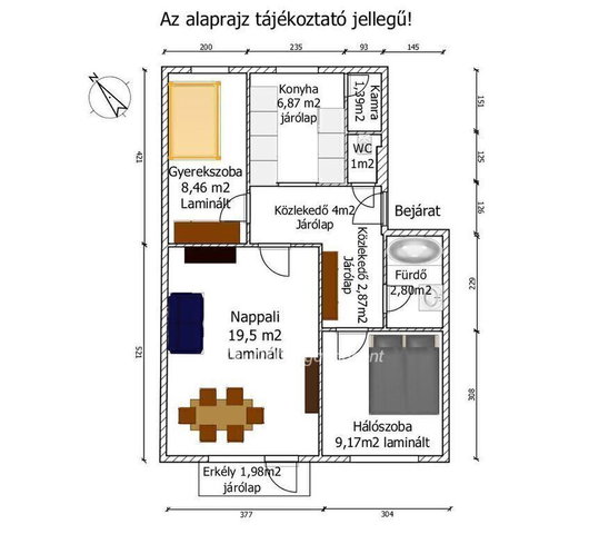 Eladó téglalakás, Győrött 64.5 M Ft, 1+2 szobás