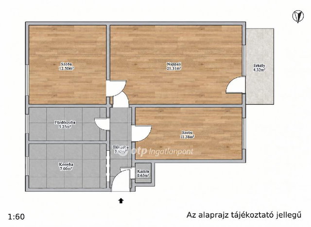 Eladó téglalakás, Nyíregyházán 52.5 M Ft, 2+1 szobás