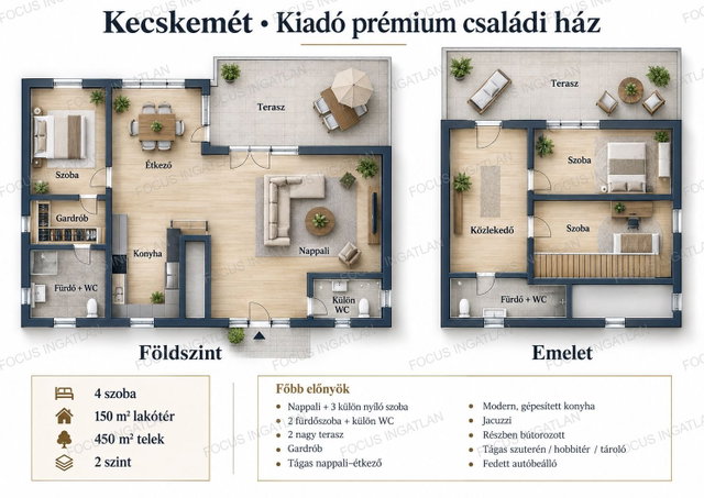 Kiadó családi ház, albérlet, Kecskeméten 729 E Ft / hó