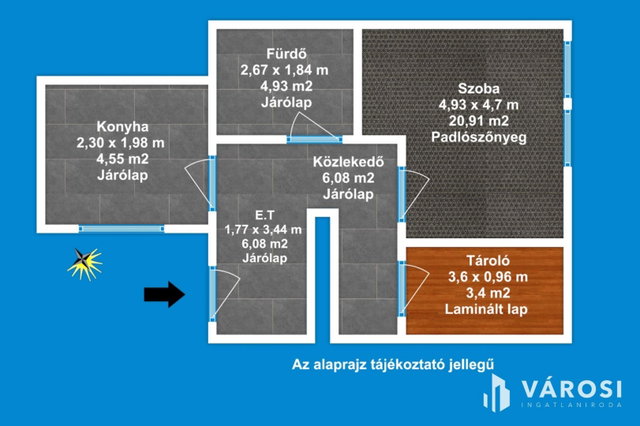 Eladó téglalakás, Szegeden 44.9 M Ft, 1 szobás