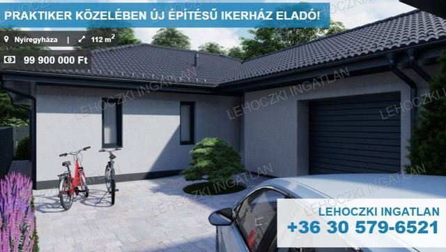 Eladó ikerház, Nyíregyházán 99.9 M Ft, 4 szobás