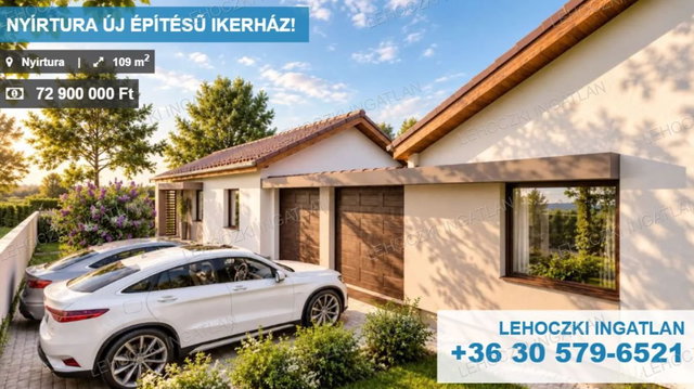 Eladó ikerház, Nyírturán 72.9 M Ft, 4 szobás