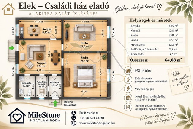 Eladó családi ház, Eleken 10.99 M Ft, 3 szobás