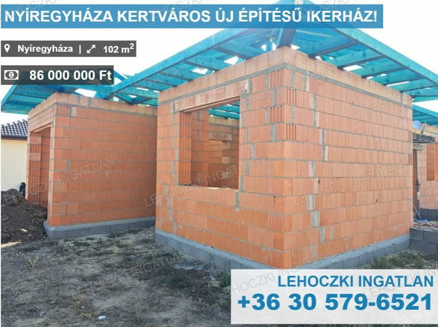 Eladó ikerház, Nyíregyházán 86 M Ft, 4 szobás