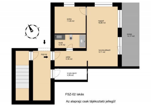 Eladó téglalakás, Nemesvámoson 63.1 M Ft, 1+1 szobás