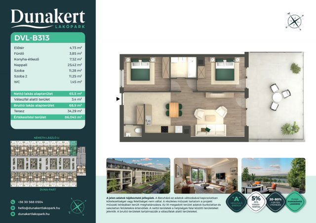 Eladó téglalakás, Vácon, Németh László utcában 80.99 M Ft