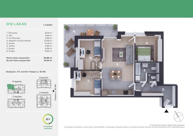Eladó téglalakás, Budapesten, XIV. kerületben 119.9 M Ft