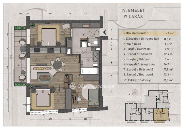 Eladó téglalakás, Budapesten, XIII. kerületben 120.61 M Ft