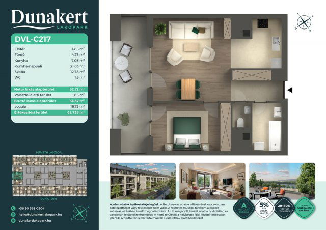 Eladó téglalakás, Vácon, Németh László utcában 72.99 M Ft