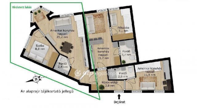 Eladó téglalakás, Budapesten, VIII. kerületben 69.9 M Ft