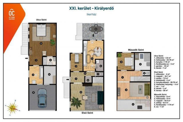Eladó ikerház, Budapesten, XXI. kerületben 124.9 M Ft, 5 szobás