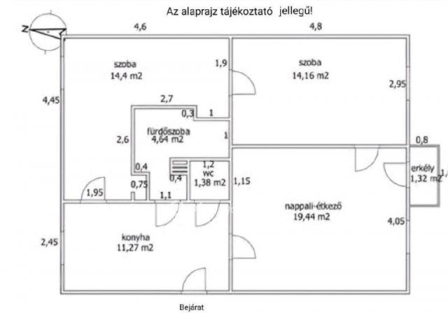Eladó téglalakás, Győrött 54.9 M Ft, 2+1 szobás