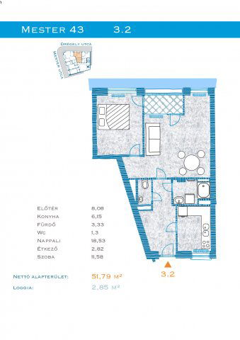 Eladó téglalakás, Budapesten, IX. kerületben 85.9 M Ft, 2 szobás