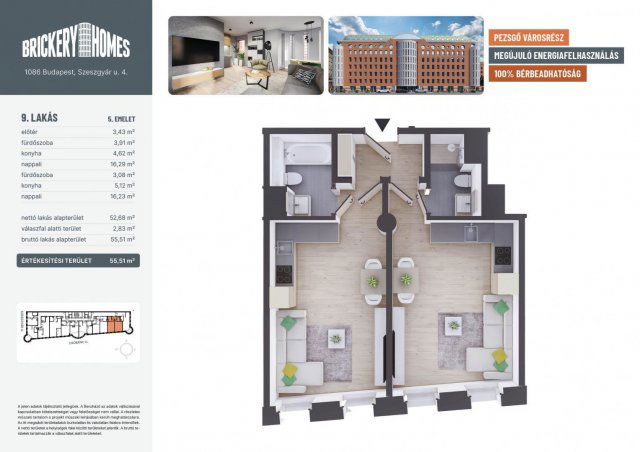 Eladó téglalakás, VIII. kerületben, Szeszgyár utcában