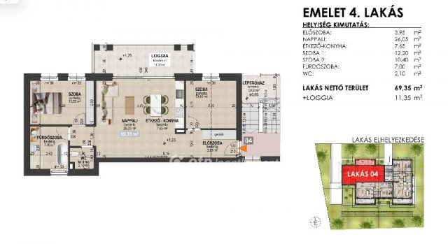 Eladó téglalakás, Debrecenben 105 M Ft, 2 szobás