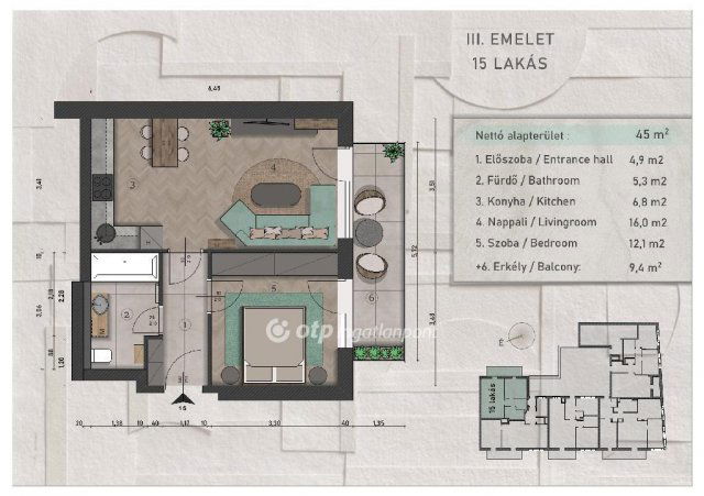 Eladó téglalakás, Budapesten, XIII. kerületben 74.71 M Ft