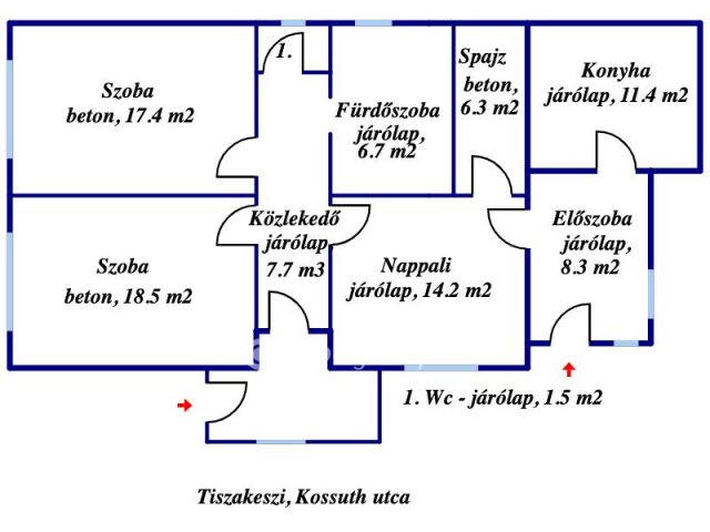 Eladó családi ház, Tiszakeszin 16 M Ft, 3 szobás