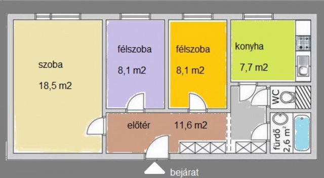 Eladó téglalakás, Budapesten, XIX. kerületben 59 M Ft