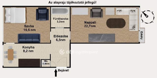 Eladó téglalakás, Budapesten, XX. kerületben 66.5 M Ft, 2 szobás