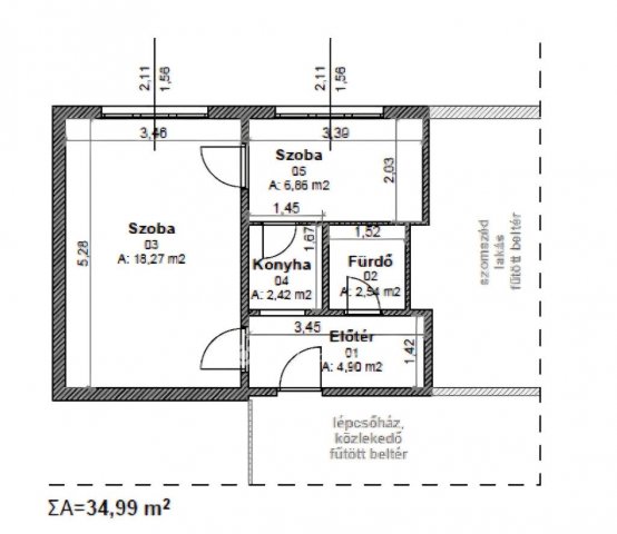 Eladó panellakás, Miskolcon 26.9 M Ft, 1+1 szobás