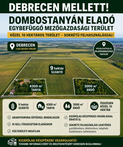 Eladó mezogazdasagi ingatlan, Hajdúhadházon 49 M Ft
