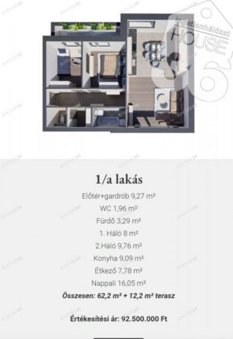Eladó téglalakás, Kecskeméten 92.5 M Ft, 3 szobás