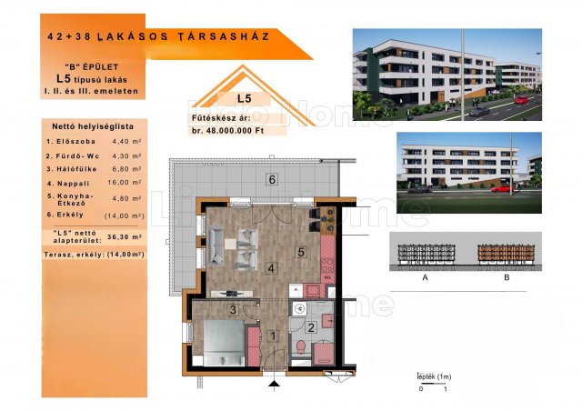 Eladó téglalakás, Győrött 48 M Ft, 1+1 szobás