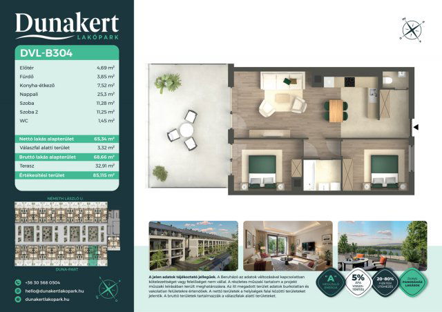 Eladó téglalakás, Vácon, Németh László utcában 93.99 M Ft