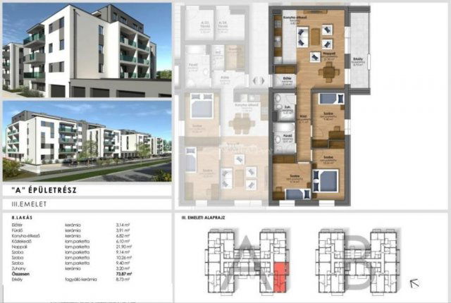 Eladó téglalakás, Szombathelyen 74.9 M Ft, 4 szobás