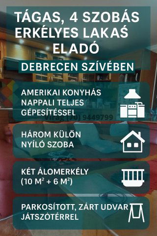 Eladó téglalakás, Debrecenben 71 M Ft, 4 szobás