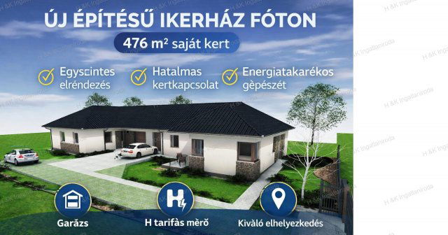 Eladó ikerház, Fóton 124.3 M Ft, 4 szobás / költözzbe.hu