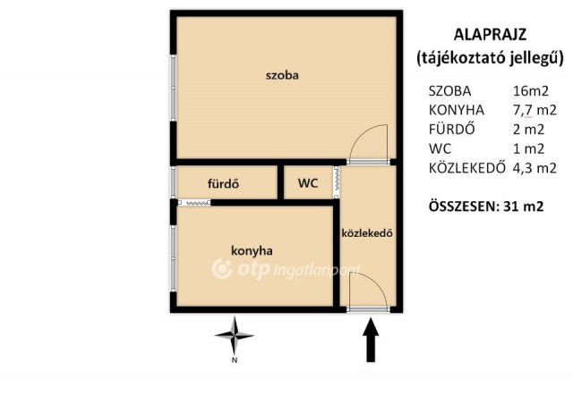 Kiadó téglalakás, albérlet, Ajkán 95 E Ft / hó, 1 szobás