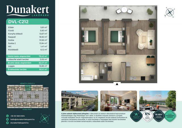 Eladó téglalakás, Vácon, Németh László utcában 88.99 M Ft