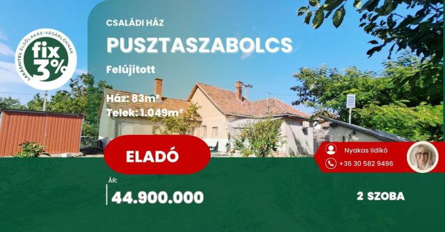 Eladó családi ház, Pusztaszabolcson 44.9 M Ft, 2 szobás