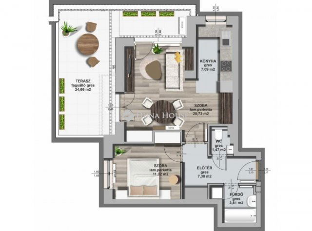 Eladó téglalakás, Zalaegerszegen 63.8 M Ft, 2 szobás
