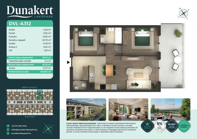 Eladó téglalakás, Vácon, Németh László utcában 82.88 M Ft